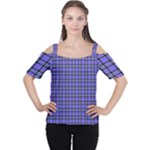 Blue Tartan Plaid 1 Cutout Shoulder T-Shirt