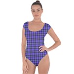 Blue Tartan Plaid 1 Short Sleeve Leotard 