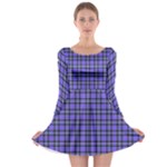 Blue Tartan Plaid 1 Long Sleeve Skater Dress