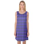 Blue Tartan Plaid 1 Sleeveless Satin Nightdress