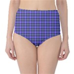 Blue Tartan Plaid 1 Classic High-Waist Bikini Bottoms