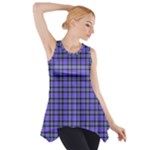 Blue Tartan Plaid 1 Side Drop Tank Tunic