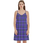 Blue Tartan Plaid 1 Mini Camis Dress With Pockets