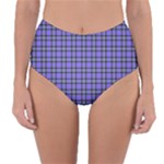 Blue Tartan Plaid 1 Reversible High-Waist Bikini Bottoms