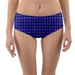 Blue Tartan Plaid 1 Reversible Mid-Waist Bikini Bottoms