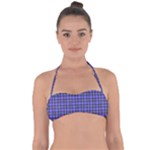 Blue Tartan Plaid 1 Tie Back Bikini Top