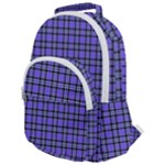 Blue Tartan Plaid 1 Rounded Multi Pocket Backpack