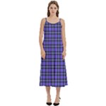 Blue Tartan Plaid 1 Casual Spaghetti Strap Midi Dress