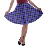 Blue Tartan Plaid 1 A-line Skater Skirt