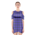 Blue Tartan Plaid 1 Shoulder Cutout One Piece Dress