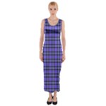 Blue Tartan Plaid 1 Fitted Maxi Dress