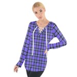 Blue Tartan Plaid 1 Tie Up T-Shirt