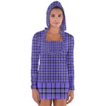 Blue Tartan Plaid 1 Long Sleeve Hooded T-shirt