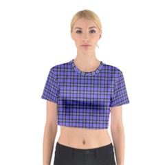 Blue Tartan Plaid 1 Cotton Crop Top from ArtsNow.com