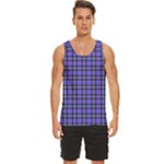 Blue Tartan Plaid 1 Men s Wide Collar Tank Top