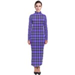 Blue Tartan Plaid 1 Turtleneck Maxi Dress