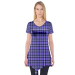 Blue Tartan Plaid 1 Short Sleeve Tunic 