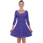 Blue Tartan Plaid 1 Quarter Sleeve Skater Dress