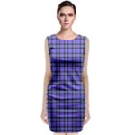 Blue Tartan Plaid 1 Classic Sleeveless Midi Dress