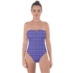 Blue Tartan Plaid 1 Tie Back One Piece Swimsuit