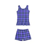 Blue Tartan Plaid 1 Kids  Boyleg Swimsuit