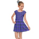 Blue Tartan Plaid 1 Kids  Cap Sleeve Dress