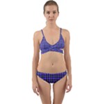 Blue Tartan Plaid 1 Wrap Around Bikini Set