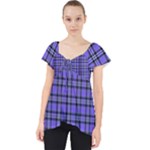 Blue Tartan Plaid 1 Lace Front Dolly Top