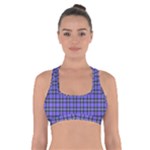 Blue Tartan Plaid 1 Cross Back Sports Bra