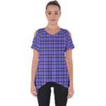 Blue Tartan Plaid 1 Cut Out Side Drop T-Shirt