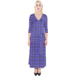 Blue Tartan Plaid 1 Quarter Sleeve Wrap Maxi Dress