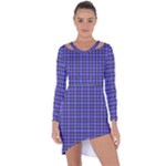 Blue Tartan Plaid 1 Asymmetric Cut-Out Shift Dress