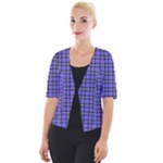 Blue Tartan Plaid 1 Cropped Button Cardigan