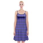 Blue Tartan Plaid 1 Spaghetti Strap Velvet Dress