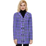 Blue Tartan Plaid 1 Button Up Hooded Coat 