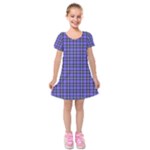 Blue Tartan Plaid 1 Kids  Short Sleeve Velvet Dress