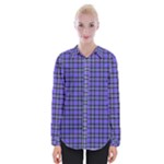 Blue Tartan Plaid 1 Womens Long Sleeve Shirt