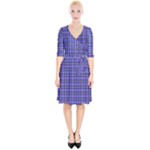 Blue Tartan Plaid 1 Wrap Up Cocktail Dress