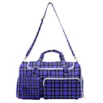 Blue Tartan Plaid 1 Sports Gym Duffle Bag with Shoe Compartment