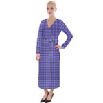 Blue Tartan Plaid 1 Velvet Maxi Wrap Dress