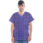 Blue Tartan Plaid 1 Men s V-Neck Scrub Top