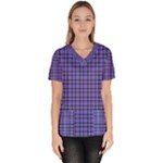 Blue Tartan Plaid 1 Women s V-Neck Scrub Top