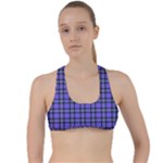 Blue Tartan Plaid 1 Criss Cross Racerback Sports Bra