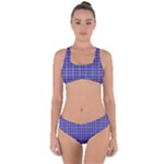 Blue Tartan Plaid 1 Criss Cross Bikini Set