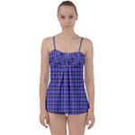 Blue Tartan Plaid 1 Babydoll Tankini Set