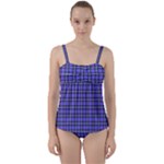 Blue Tartan Plaid 1 Twist Front Tankini Set