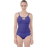 Blue Tartan Plaid 1 Cut Out Top Tankini Set