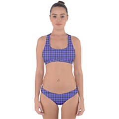 Blue Tartan Plaid 1 Cross Back Hipster Bikini Set from ArtsNow.com