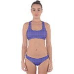 Blue Tartan Plaid 1 Cross Back Hipster Bikini Set