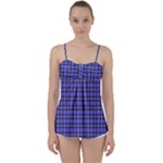 Blue Tartan Plaid 1 Babydoll Tankini Top